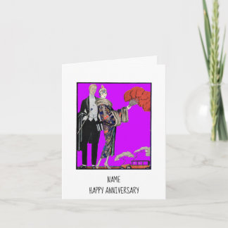 Tarjeta Pareja Vintage Barbier Feliz Aniversario