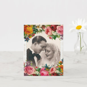 Tarjeta Pareja vintage con amor Rosas Bodas gracias