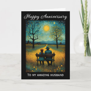 Tarjeta Pareja Vintage sentada bajo el Aniversario de la L