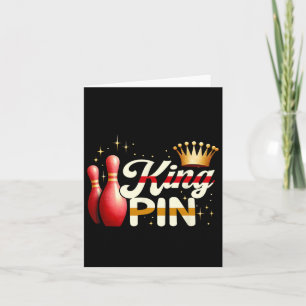 Tarjeta Parejas Bowler League Bowler King Pin Wearing Cro