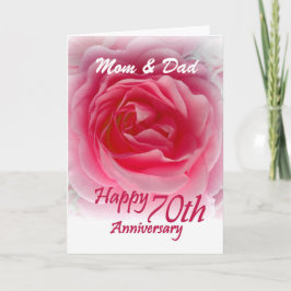 Tarjeta PARENTS 70th Anniversary with Pink Rose