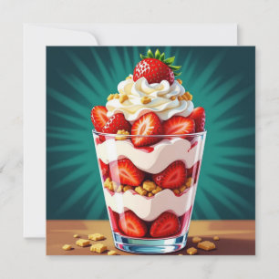 Tarjeta Parfait de Fresa, Granola y Crema Batida