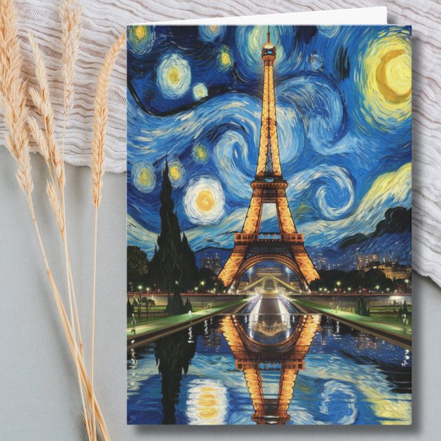 Tarjeta Paris Eiffel Tower estilo Van Gogh cumpleaños lind (Subido por el creador)