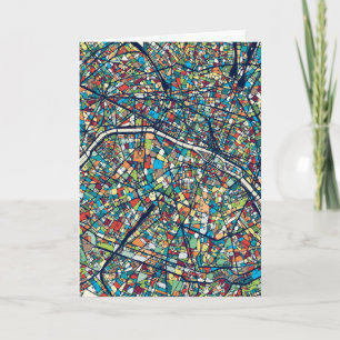 Tarjeta París Francia   Mapa colorido