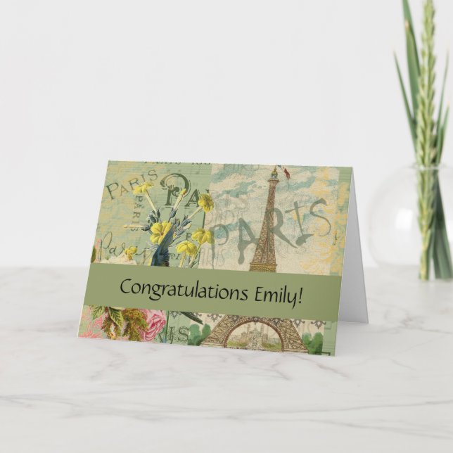 Tarjeta París Francia Viaje Viaje Viejo Pintura de Arte An (Anverso)