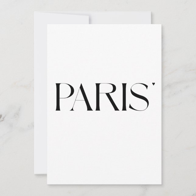 Tarjeta Paris - minimalistic typography card (Anverso)
