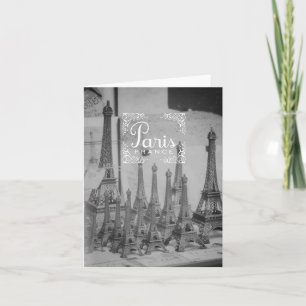 Tarjeta Paris Souvenirs Notecard de viajes en blanco y neg