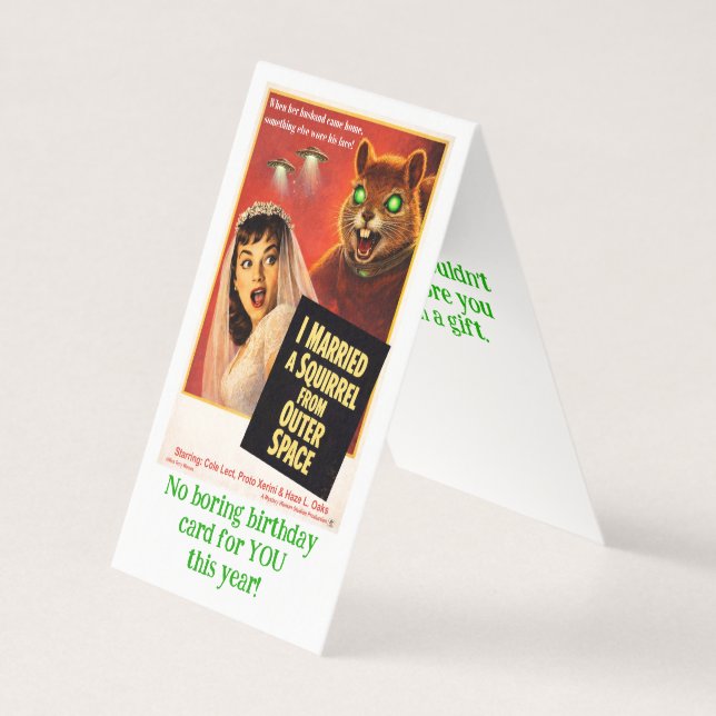 Tarjeta Parodia de Ardilla del Espacio Exterior (Anverso)