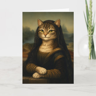 Tarjeta Parodia de gato de Mona Lisa Arte Renacentista