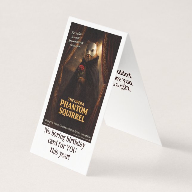 Tarjeta Parodia de la Ópera del Fantasma de la Ardilla (Anverso)