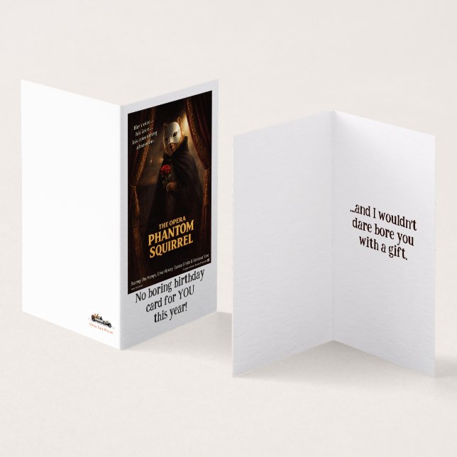 Tarjeta Parodia de la Ópera del Fantasma de la Ardilla (Interior y exterior)
