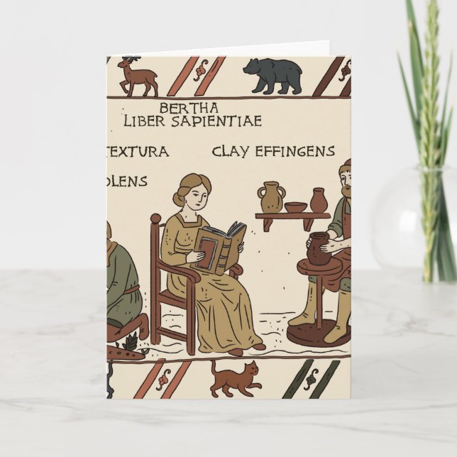 Tarjeta parodia de la tapicería de bayeux (Anverso)