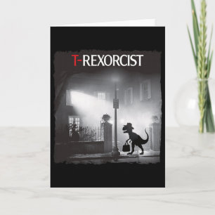 Tarjeta Parodia de terror divertida de T-rex Dinosaurio Ha
