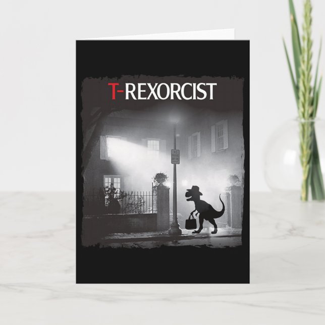 Tarjeta Parodia de terror divertida de T-rex Dinosaurio Ha (Anverso)