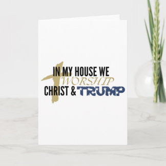 Tarjeta Parodia divertida “Adoramos a Cristo y a Trump” 