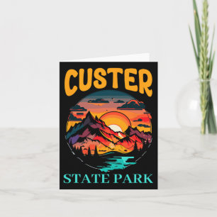 Tarjeta Parque estatal Retro Custer Camping Senderismo Tri