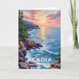 Tarjeta Parque Nacional Acadia | Arte de Viaje Pintura Mai