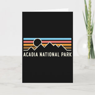 Tarjeta Parque Nacional Acadia Líneas Retro de Montaña Cam