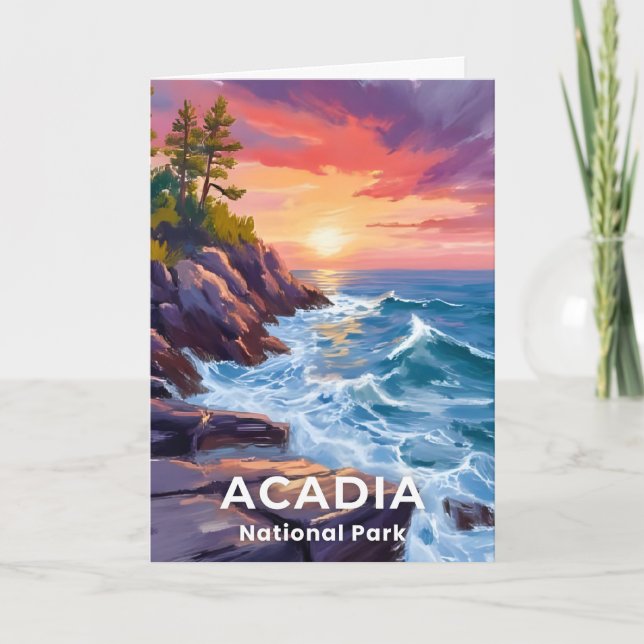 Tarjeta Parque Nacional Acadia | Otter Cliffs Viajes a Mai (Anverso)