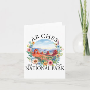 Tarjeta Parque nacional Arcos florales Retro Camping O