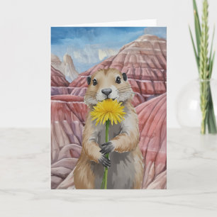 Tarjeta Parque nacional Badlands Prairie Dog Watercolor