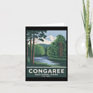 Tarjeta Parque nacional Congaree Vintage Camping Hombres