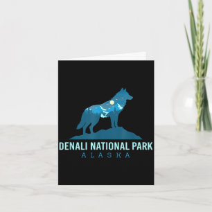 Tarjeta parque nacional Denali Alaska lobo montaña