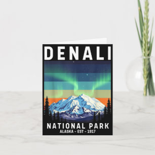 Tarjeta parque nacional denali vintage alaska montaña dena