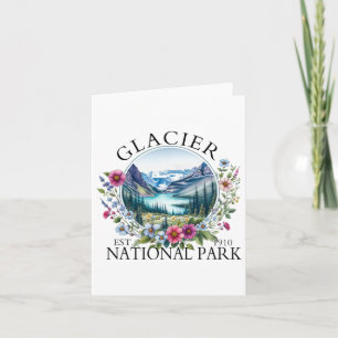 Tarjeta Parque nacional Glaciar Floral Retro Camping