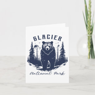 Tarjeta Parque Nacional Glaciar Retro Vintage Para Niños H