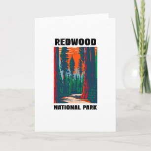 Tarjeta Parque nacional Redwood, árboles secuoya