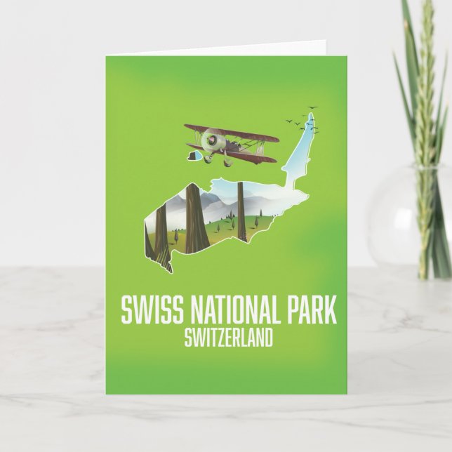 Tarjeta Parque Nacional Suizo, mapa de Suiza (Anverso)