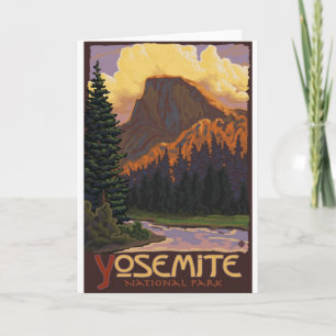 Tarjeta Parque nacional Yosemite - Afiche de viaje de medi
