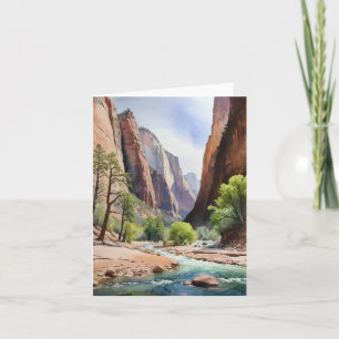 Tarjeta Parque nacional Zion Acuarela Utah