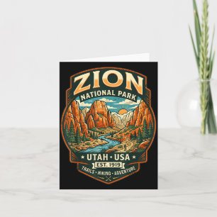 Tarjeta parque nacional zion utah cañón retro senderismo