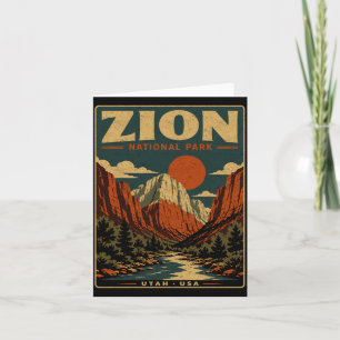 Tarjeta parque nacional Zion vintage retro cañón al aire l