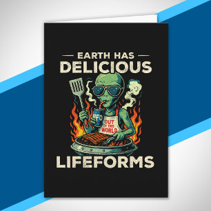 Tarjeta Parrilla Barbacoa Espacial OVNI Formas de Vida Ter
