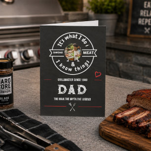Tarjeta Parrilla Bbq Graciosa Foto Día Del Padre Blanco Y 