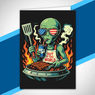 Tarjeta Parrilla para barbacoa de alienígena patriótico Ga
