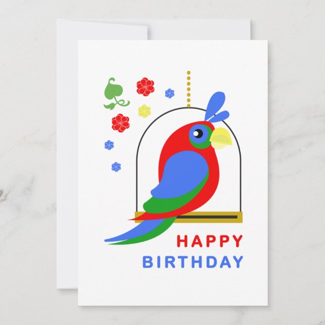 Tarjeta Parrot and Flowers (Anverso)