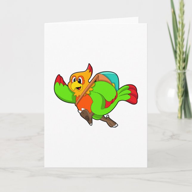 Tarjeta Parrot as Hiker with Backpack (Anverso)