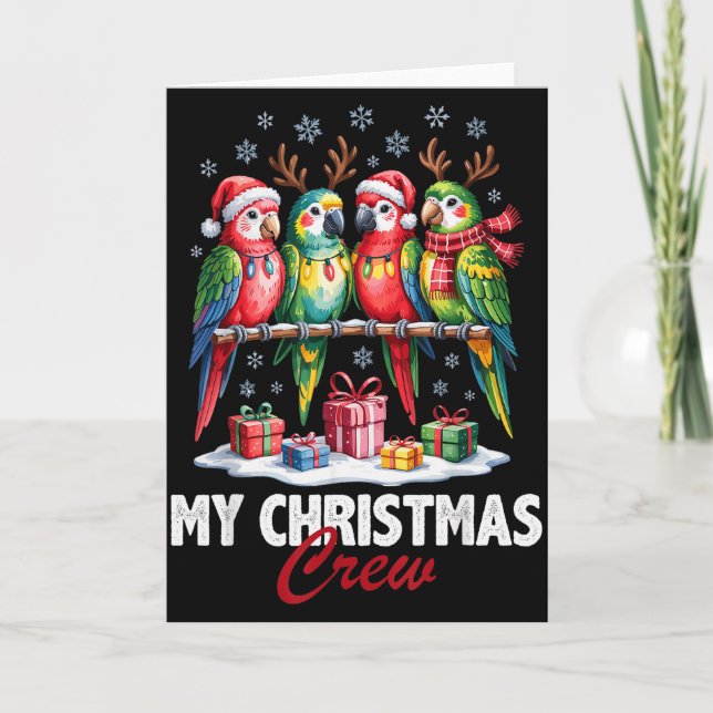 Tarjeta Parrot Christmas Crew Cute Bird Lovers Funny Holid (Anverso)