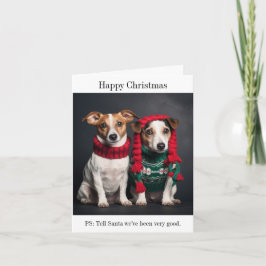 Tarjeta Parson Jack Russell Dogs Happy Navidades Card