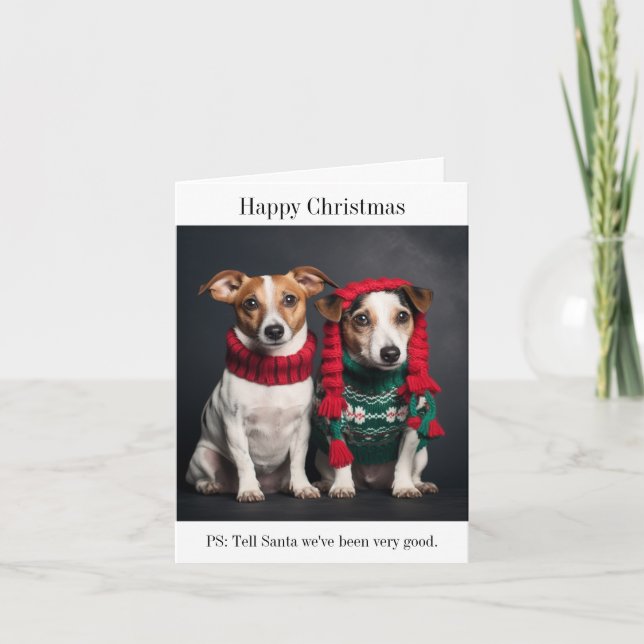 Tarjeta Parson Jack Russell Dogs Happy Navidades Card (Anverso)