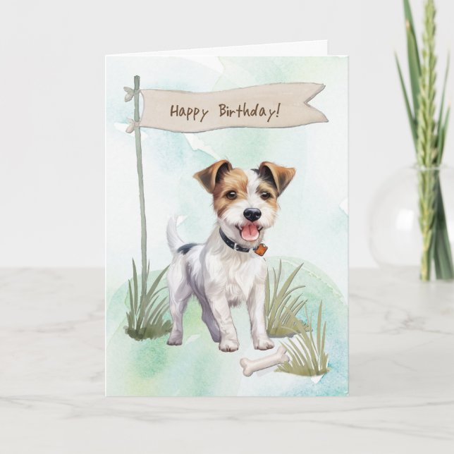 Tarjeta Parson Russell Terrier Dog Under Birthday Rótulo (Anverso)