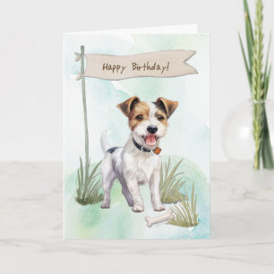 Tarjeta Parson Russell Terrier Dog Under Birthday Rótulo