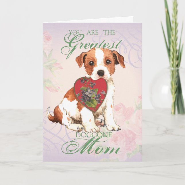 Tarjeta Parson Russell Terrier Heart Mom (Anverso)