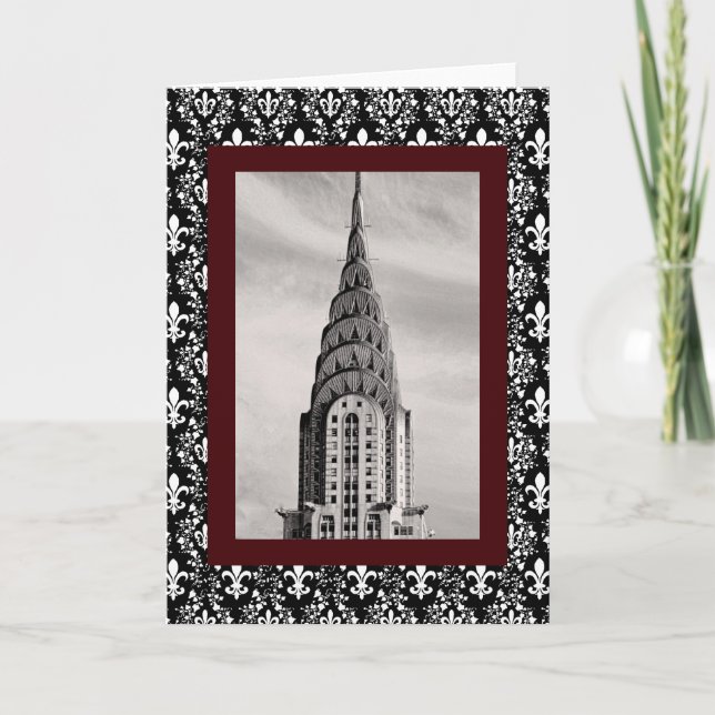 Tarjeta Parte superior del edificio Chrysler NYC - B&W (Anverso)