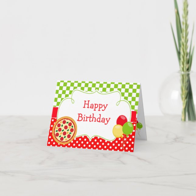 Tarjeta Partido de Cumpleaños del Fiesta Pizza (Anverso)