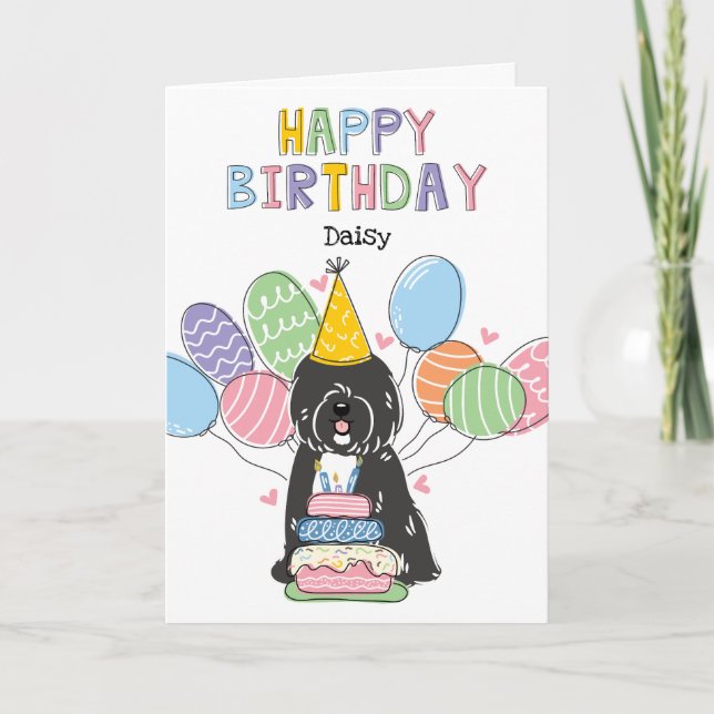 Tarjeta Partido de cumpleaños del perro del Tibetano Blanc (Anverso)